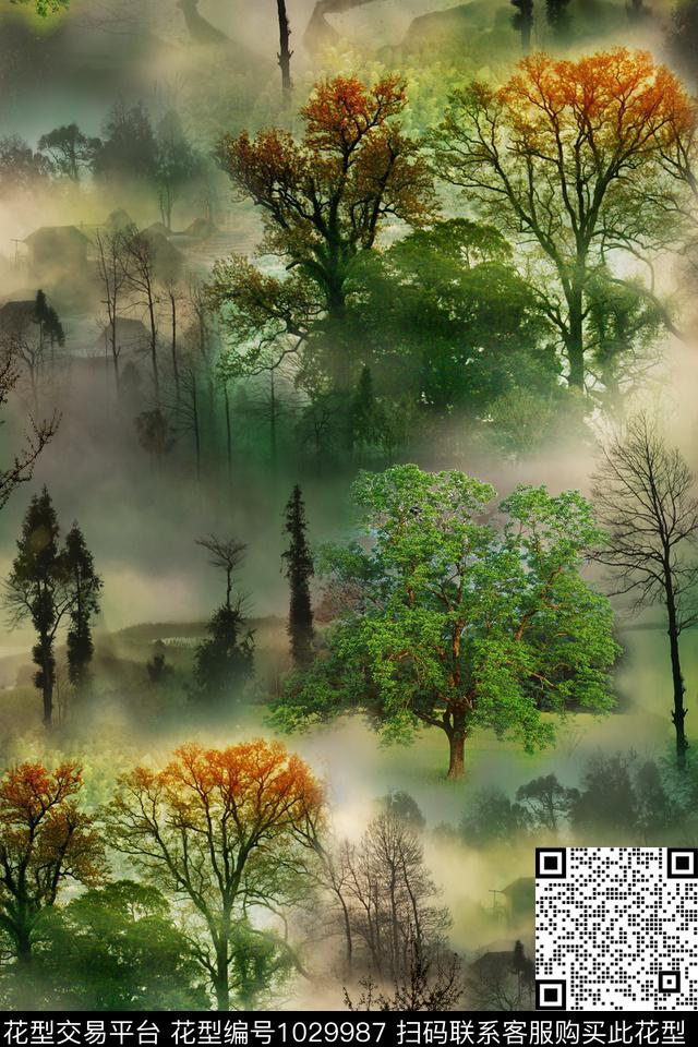 肌理风景景观树林数码印花华亿平台下载（图片编号: 1029987） - 瓦栏（Walan）