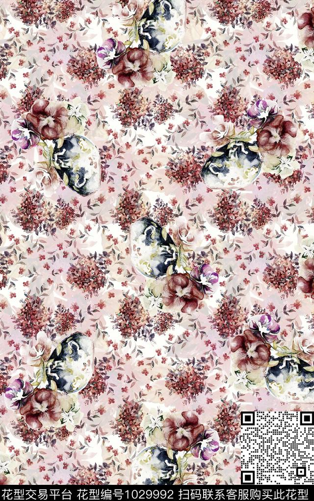 数码华亿平台民族风花卉数码印花华亿平台下载（图片编号: 1029992） - 瓦栏（Walan）