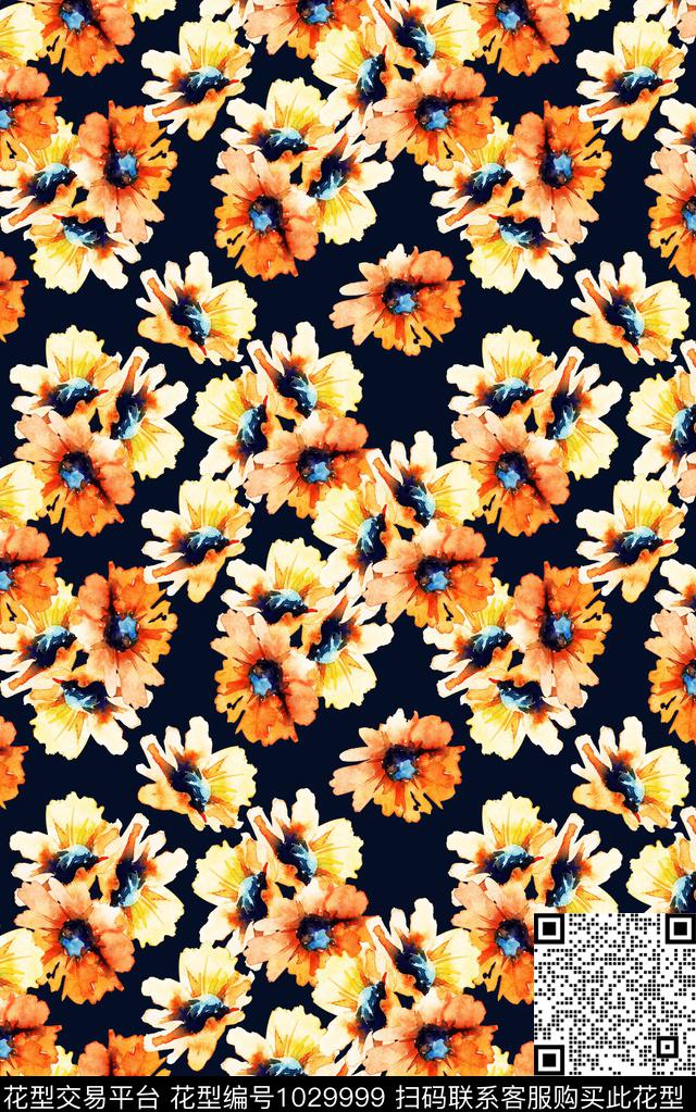 数码华亿平台民族风花卉数码印花华亿平台下载（图片编号: 1029999） - 瓦栏（Walan）