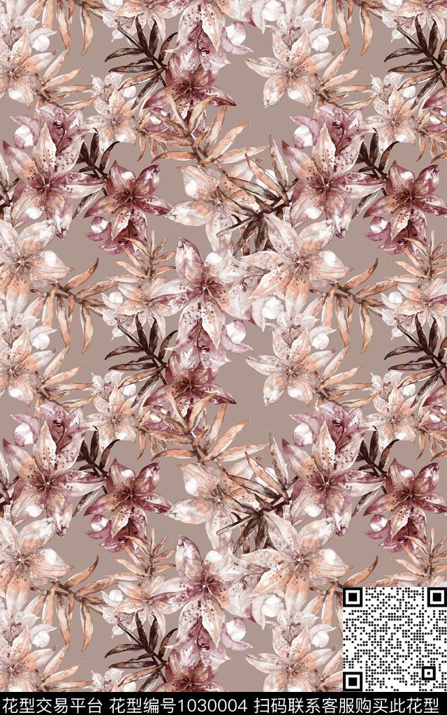 数码华亿平台民族风花卉数码印花华亿平台下载（图片编号: 1030004） - 瓦栏（Walan）