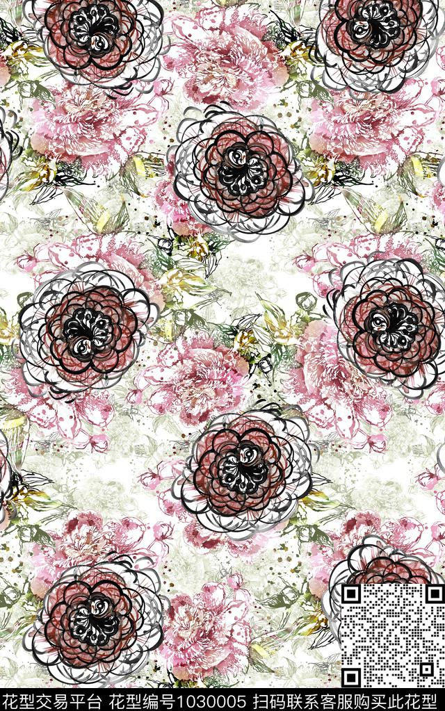 数码华亿平台民族风花卉数码印花华亿平台下载（图片编号: 1030005） - 瓦栏（Walan）