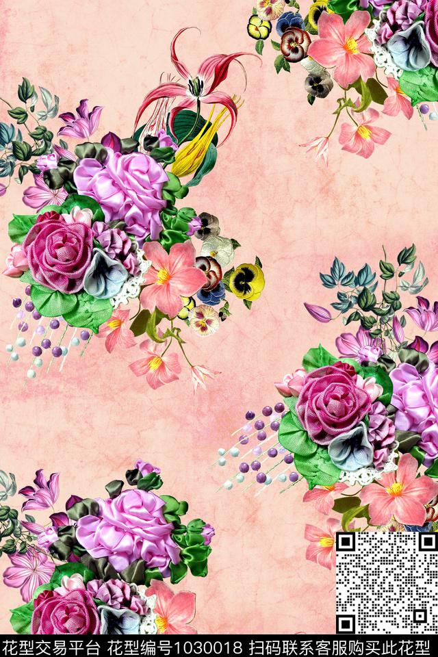 花卉年轻女性编制数码印花华亿平台下载（图片编号: 1030018） - 瓦栏（Walan）