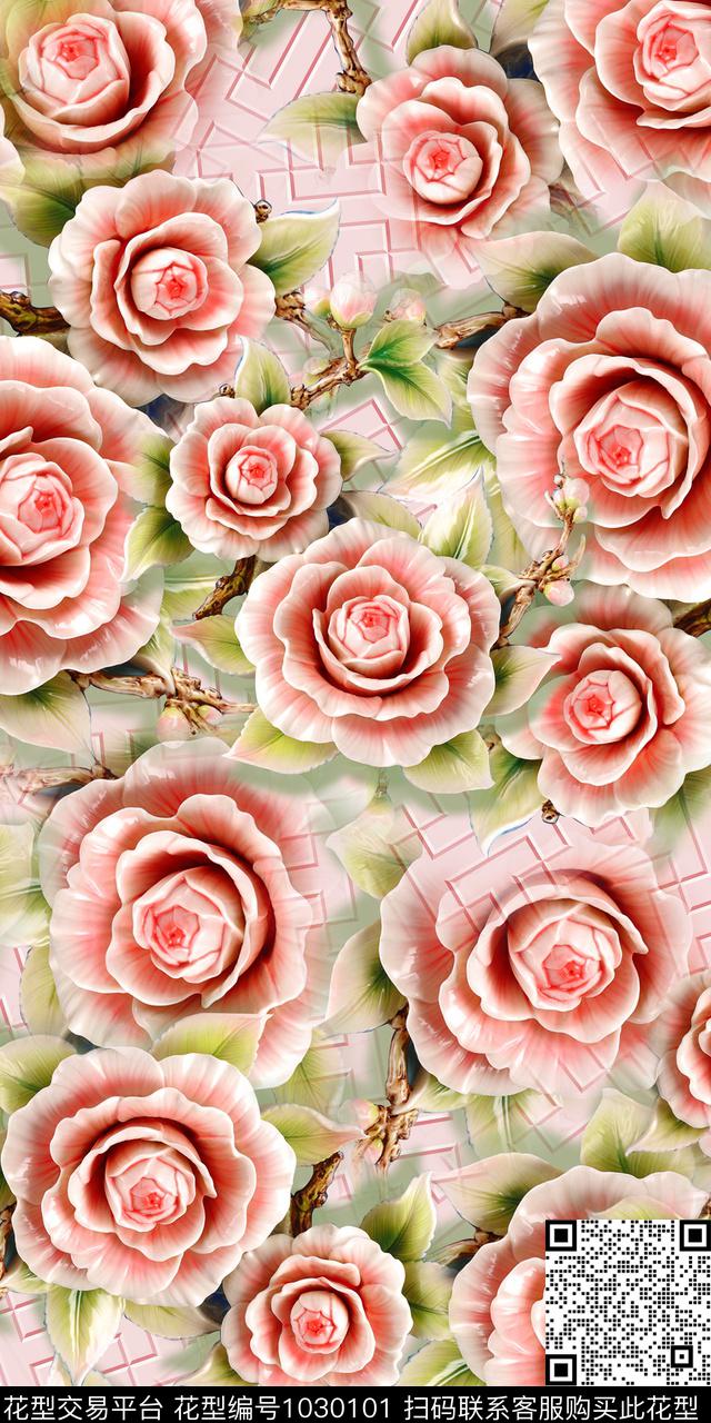 数码华亿平台花卉女装数码印花华亿平台下载（图片编号: 1030101） - 瓦栏（Walan）