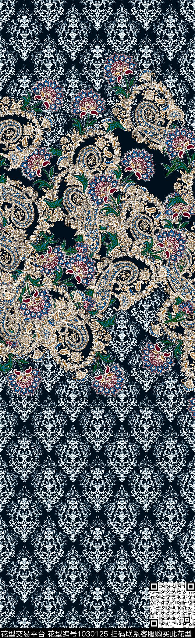 民族风花卉大牌风数码印花华亿平台下载（图片编号: 1030125） - 瓦栏（Walan）