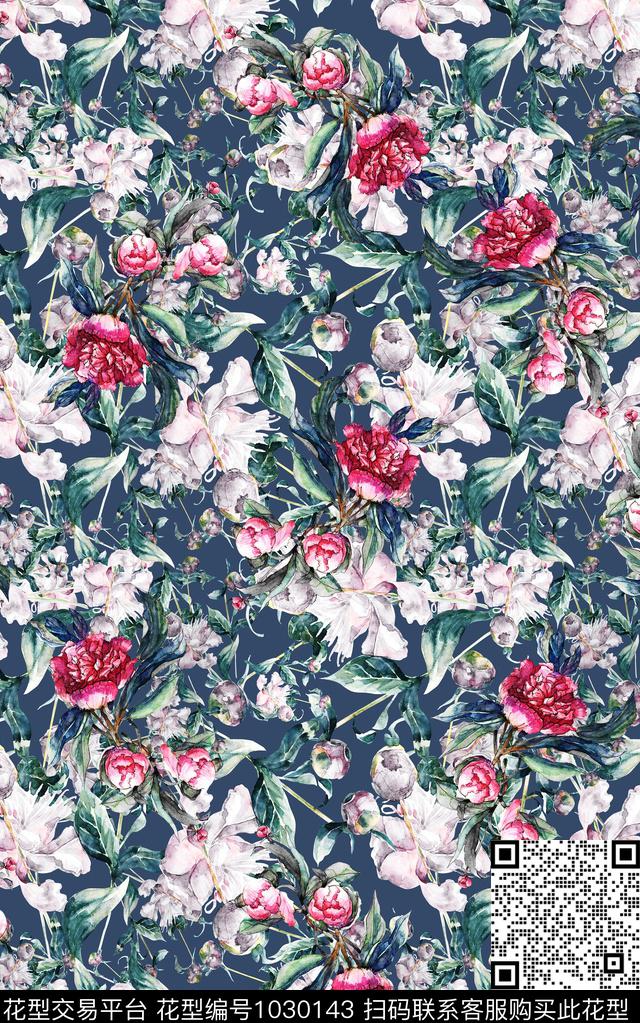 数码华亿平台民族风花卉数码印花华亿平台下载（图片编号: 1030143） - 瓦栏（Walan）