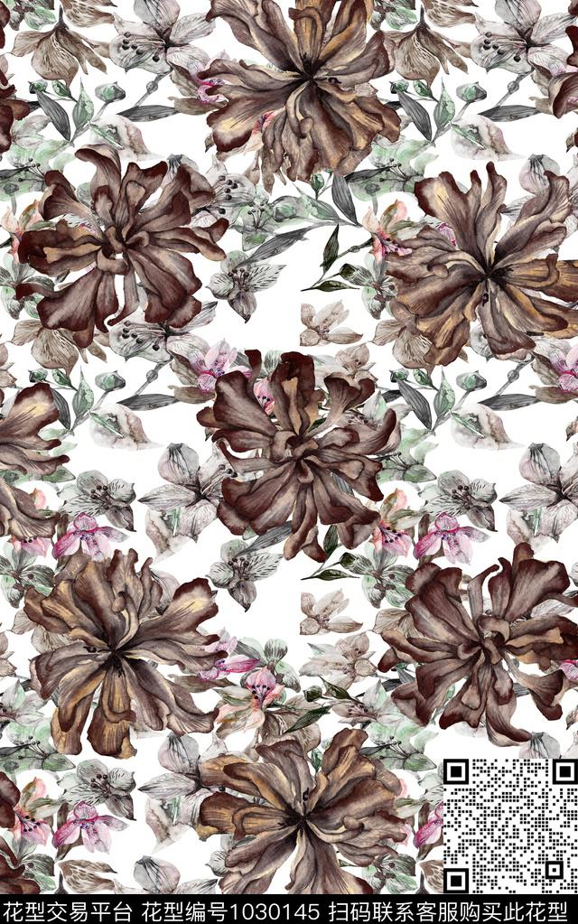 数码华亿平台民族风花卉数码印花华亿平台下载（图片编号: 1030145） - 瓦栏（Walan）