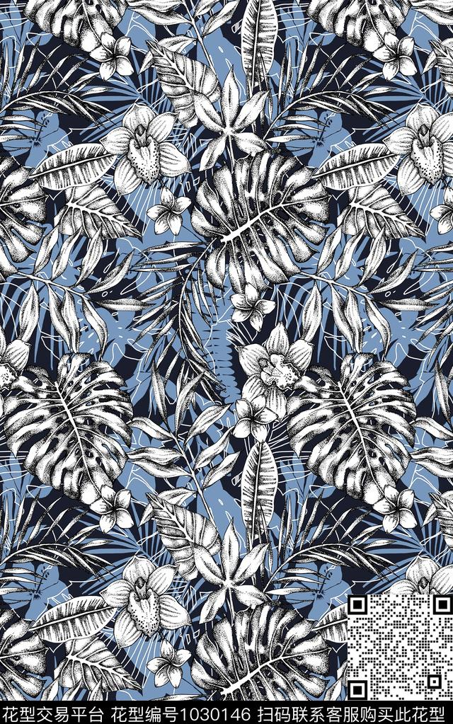 数码华亿平台复古绿植树叶数码印花华亿平台下载（图片编号: 1030146） - 瓦栏（Walan）