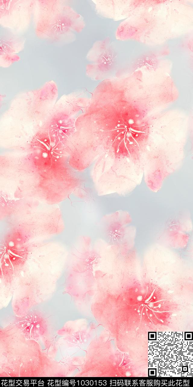 数码华亿平台水彩花卉花卉数码印花华亿平台下载（图片编号: 1030153） - 瓦栏（Walan）