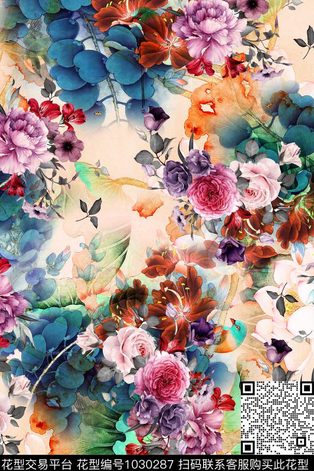 数码华亿平台花卉女装数码印花华亿平台下载（图片编号: 1030287） - 瓦栏（Walan）