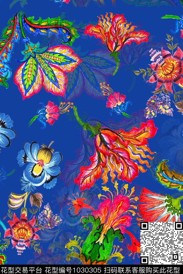 数码华亿平台小碎花花卉数码印花华亿平台下载（图片编号: 1030305） - 瓦栏（Walan）