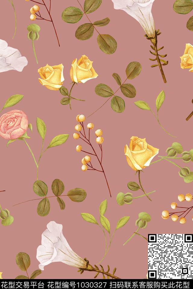 数码华亿平台小碎花花卉数码印花华亿平台下载（图片编号: 1030327） - 瓦栏（Walan）