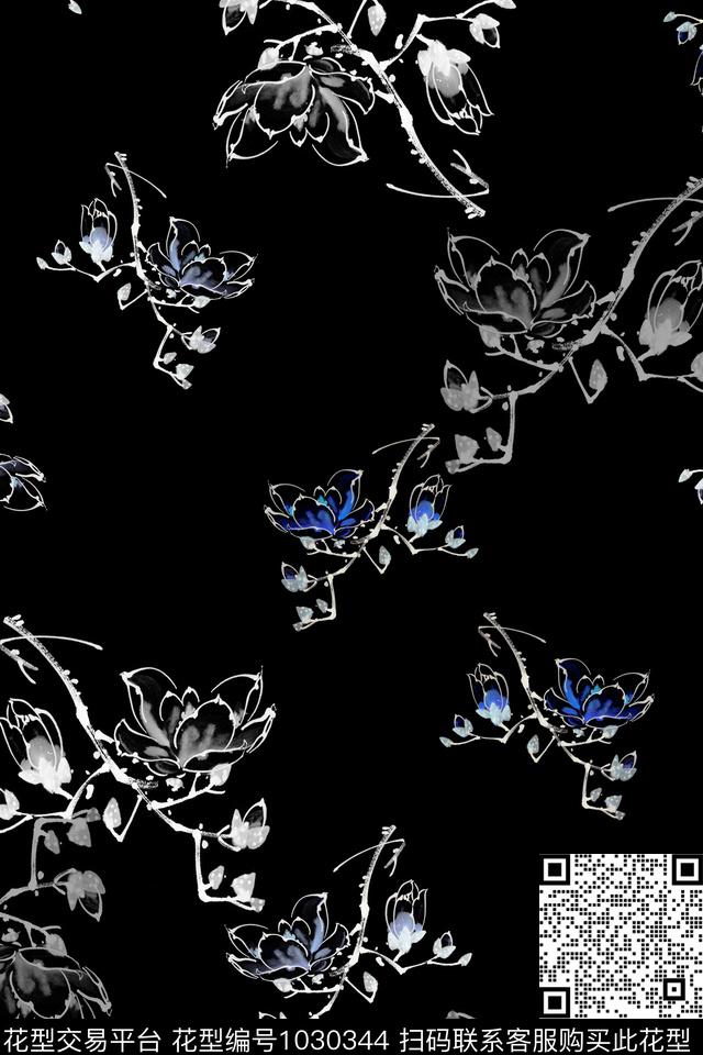 玉兰花手绘花卉玉兰花语数码印花华亿平台下载（图片编号: 1030344） - 瓦栏（Walan）