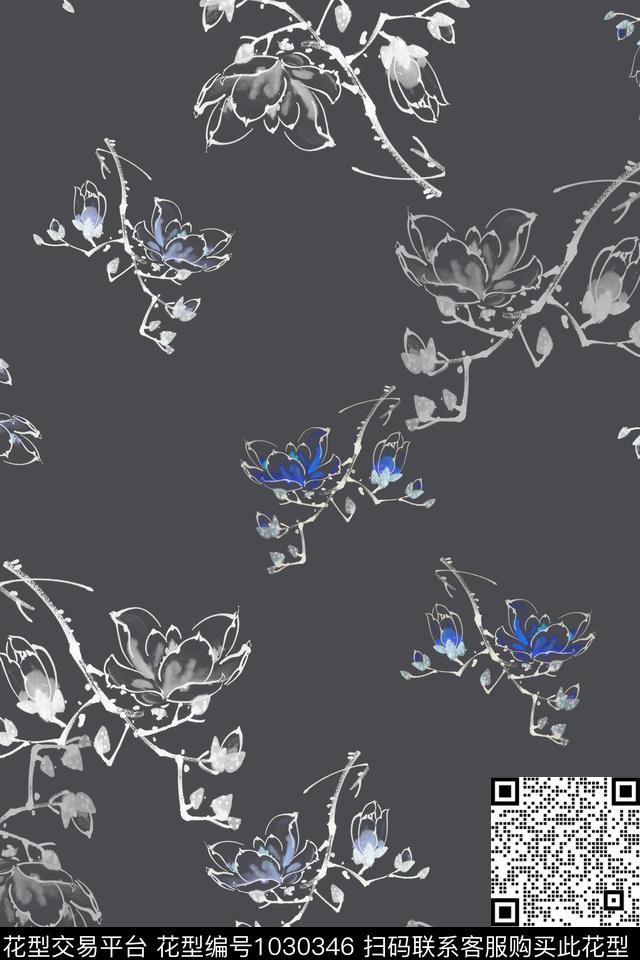 玉兰花手绘花卉玉兰花语数码印花华亿平台下载（图片编号: 1030346） - 瓦栏（Walan）