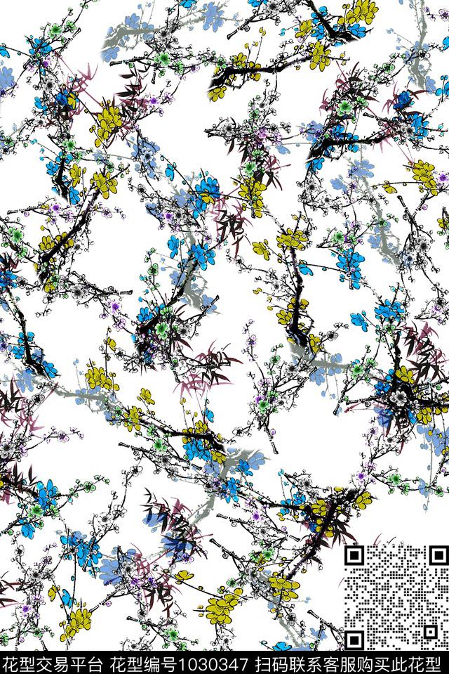 梅花女装中国风数码印花华亿平台下载（图片编号: 1030347） - 瓦栏（Walan）