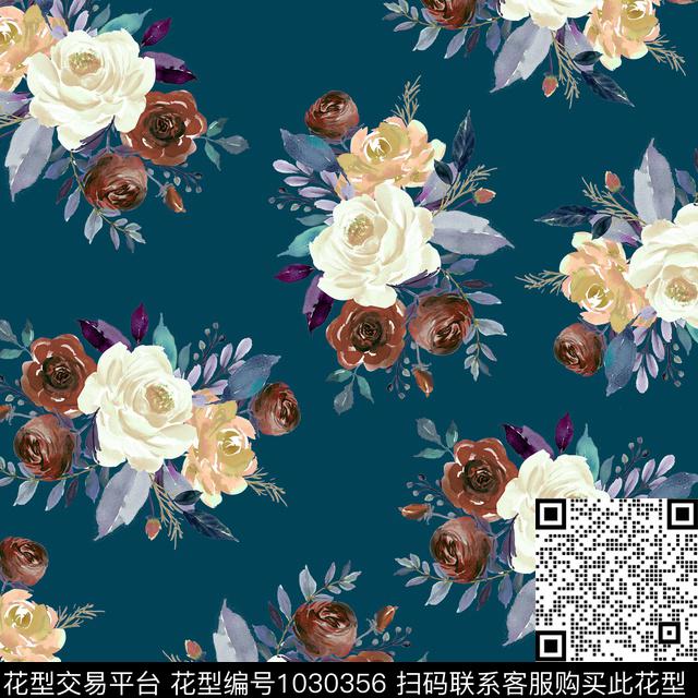 数码华亿平台黑底花卉民族风数码印花华亿平台下载（图片编号: 1030356） - 瓦栏（Walan）