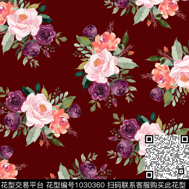 数码华亿平台黑底花卉民族风数码印花华亿平台下载（图片编号: 1030360） - 瓦栏（Walan）