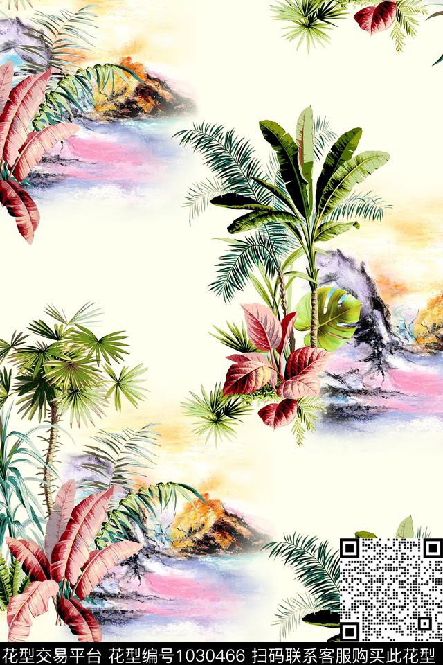 热带华亿平台棕榈树数码印花华亿平台下载（图片编号: 1030466） - 瓦栏（Walan）