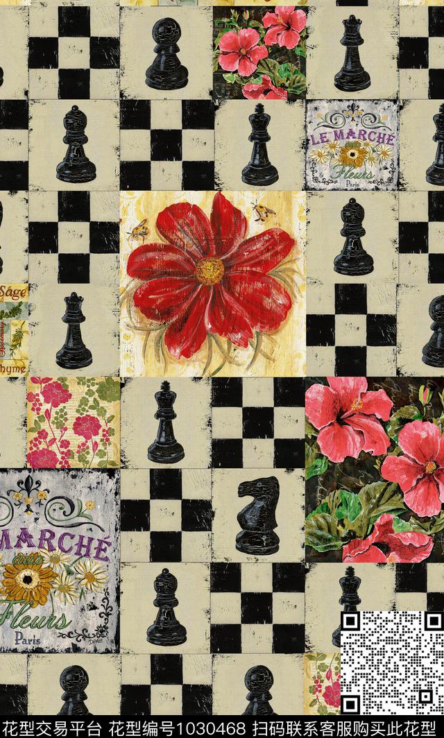 格子休闲花卉数码印花华亿平台下载（图片编号: 1030468） - 瓦栏（Walan）