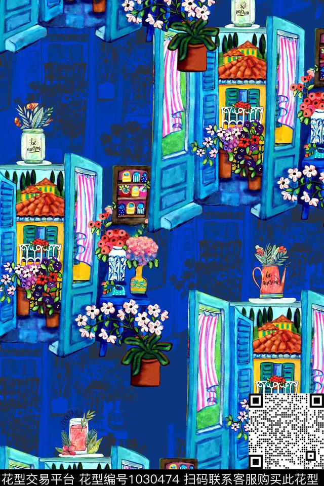 休闲门框盆栽数码印花华亿平台下载（图片编号: 1030474） - 瓦栏（Walan）