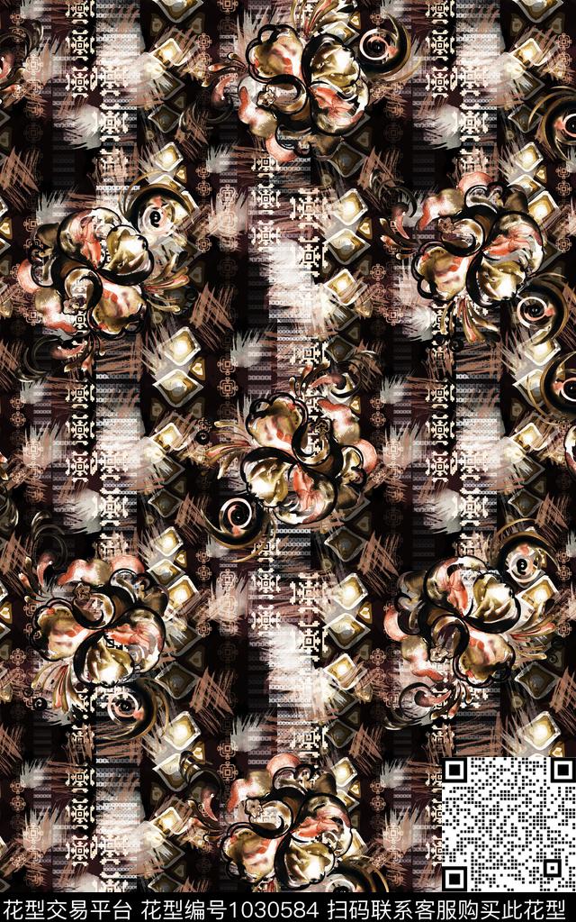 数码华亿平台民族风花卉数码印花华亿平台下载（图片编号: 1030584） - 瓦栏（Walan）