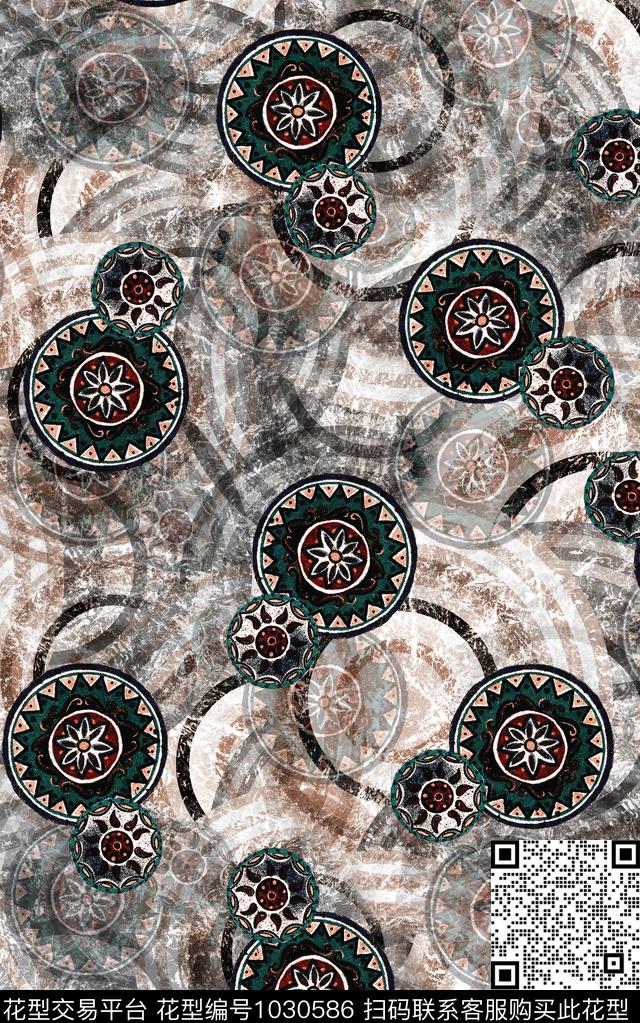 数码华亿平台民族风几何数码印花华亿平台下载（图片编号: 1030586） - 瓦栏（Walan）