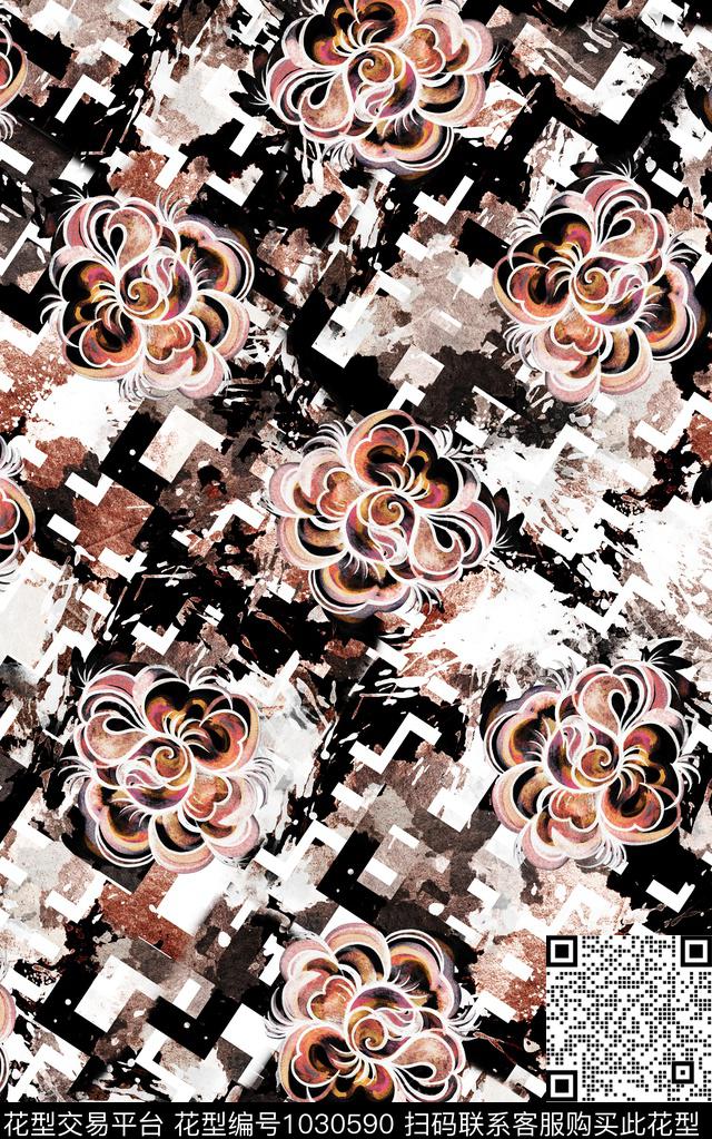 数码华亿平台民族风几何数码印花华亿平台下载（图片编号: 1030590） - 瓦栏（Walan）