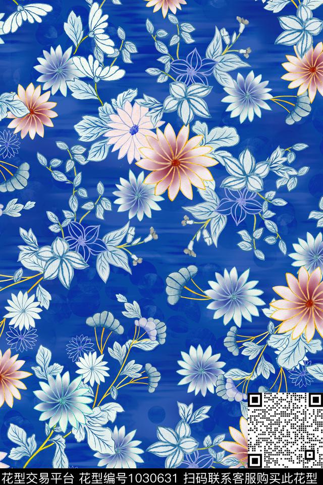 花卉满版散花男装满版花数码印花华亿平台下载（图片编号: 1030631） - 瓦栏（Walan）