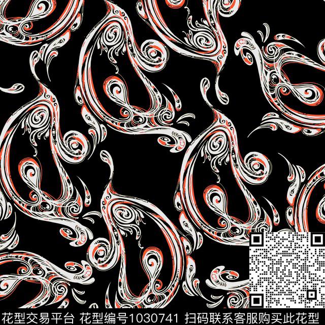 数码华亿平台黑底花卉民族风数码印花华亿平台下载（图片编号: 1030741） - 瓦栏（Walan）