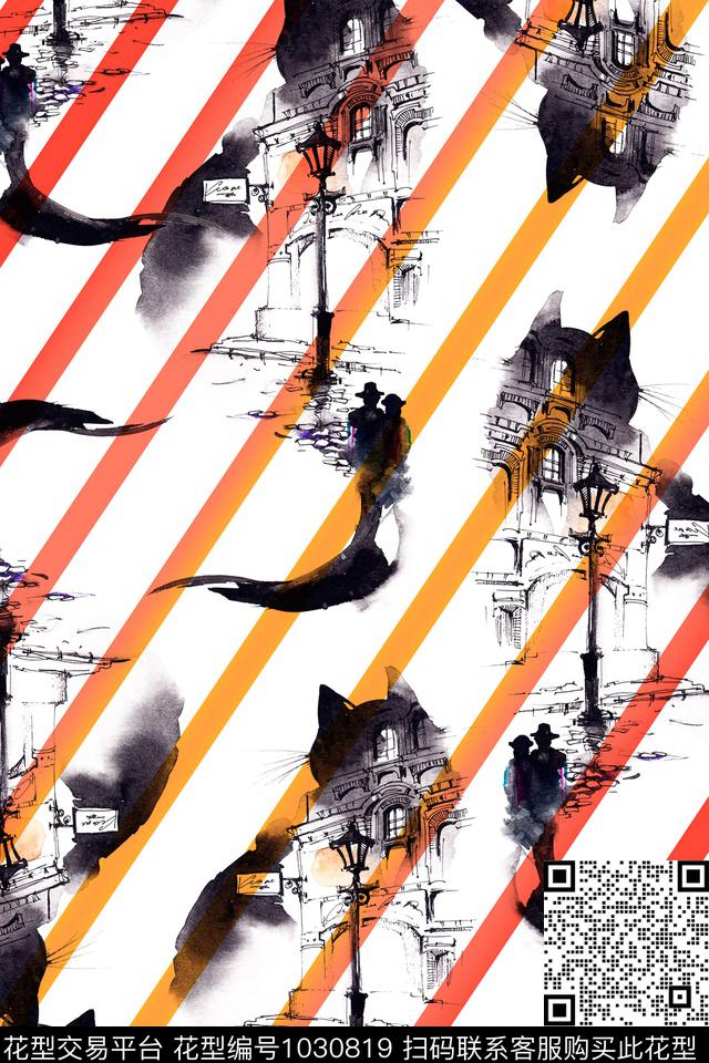 条纹风景定位动物条纹传统印花华亿平台下载（图片编号: 1030819） - 瓦栏（Walan）