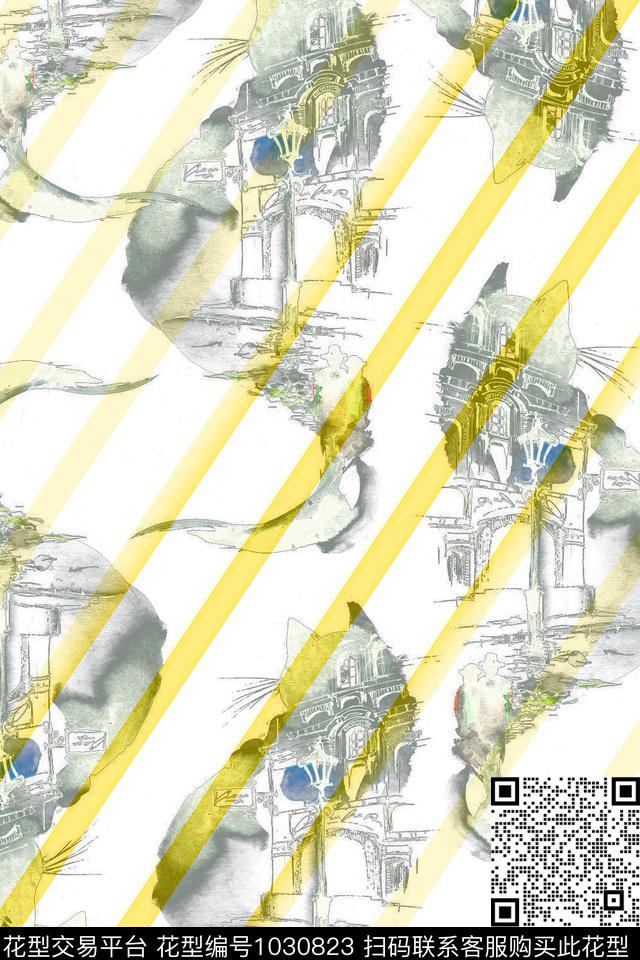 条纹风景定位动物条纹传统印花华亿平台下载（图片编号: 1030823） - 瓦栏（Walan）