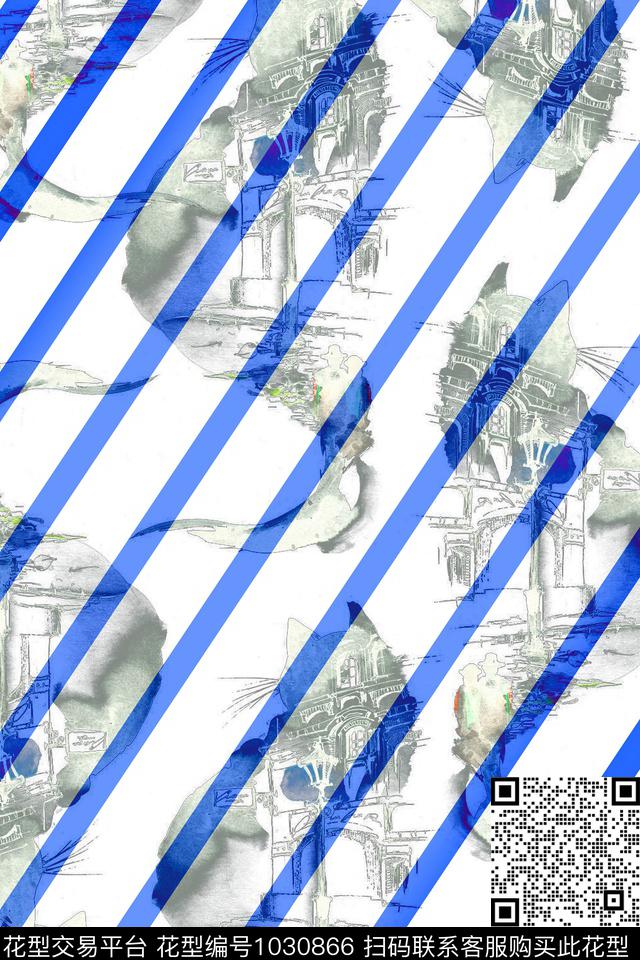 条纹风景定位动物条纹传统印花华亿平台下载（图片编号: 1030866） - 瓦栏（Walan）