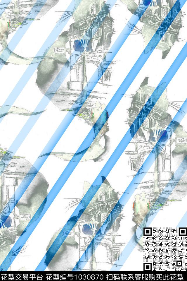 条纹风景定位动物条纹传统印花华亿平台下载（图片编号: 1030870） - 瓦栏（Walan）