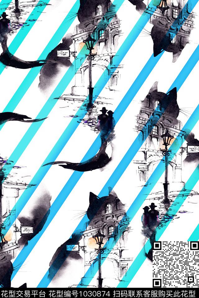 条纹风景定位动物条纹传统印花华亿平台下载（图片编号: 1030874） - 瓦栏（Walan）