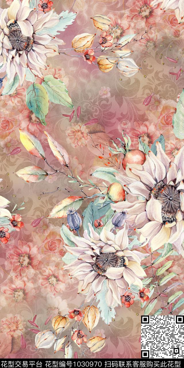 小碎花花卉满版散花数码印花华亿平台下载（图片编号: 1030970） - 瓦栏（Walan）