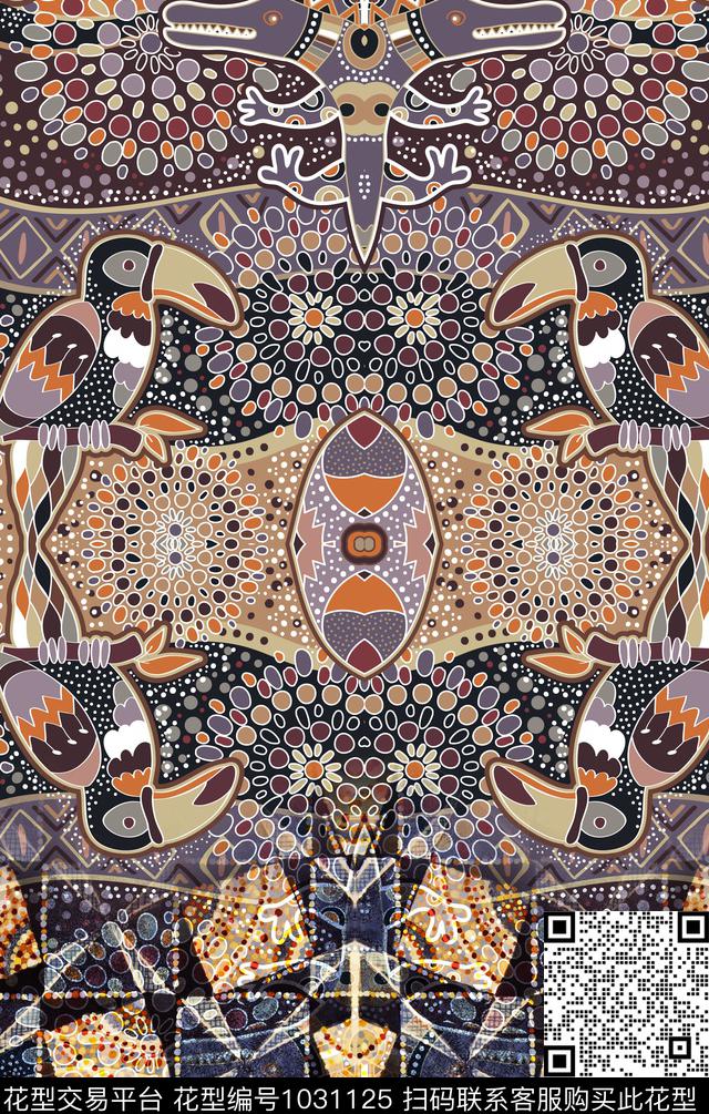 鸟民族风壁画数码印花华亿平台下载（图片编号: 1031125） - 瓦栏（Walan）