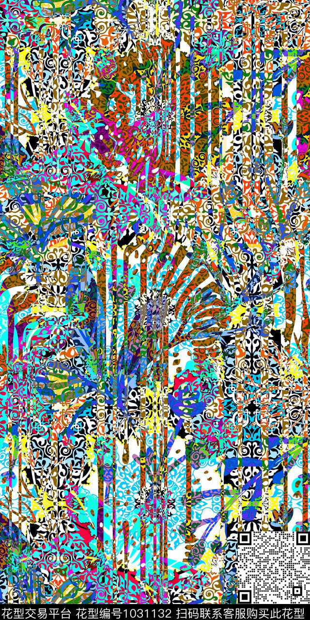 数码华亿平台抽象女装数码印花华亿平台下载（图片编号: 1031132） - 瓦栏（Walan）