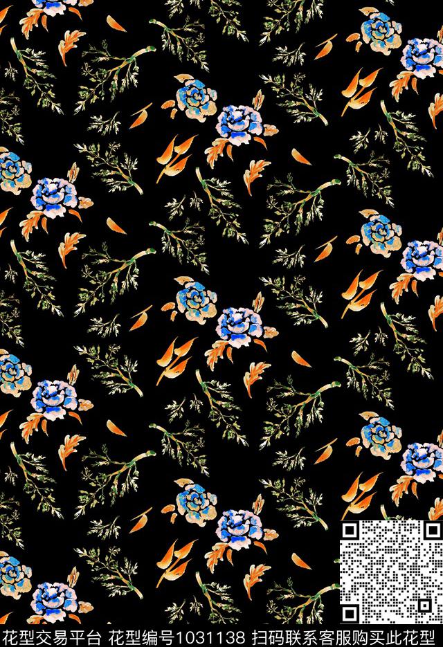 朦胧花卉小碎花绿植树叶数码印花华亿平台下载（图片编号: 1031138） - 瓦栏（Walan）