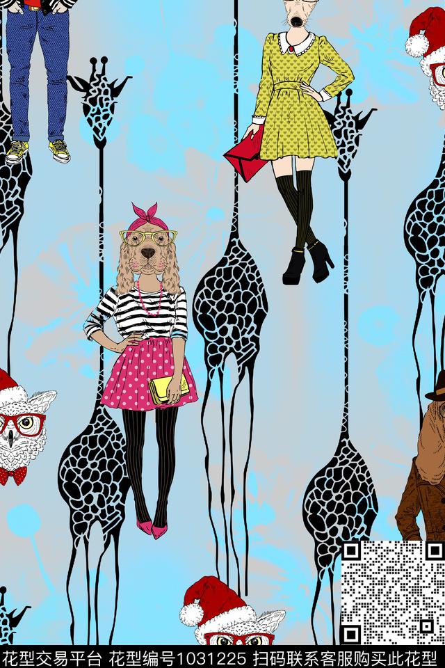 卡通动物休闲数码印花华亿平台下载（图片编号: 1031225） - 瓦栏（Walan）