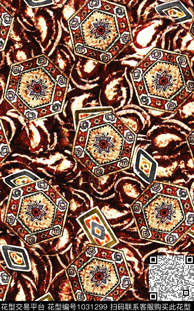 数码华亿平台民族风花卉数码印花华亿平台下载（图片编号: 1031299） - 瓦栏（Walan）