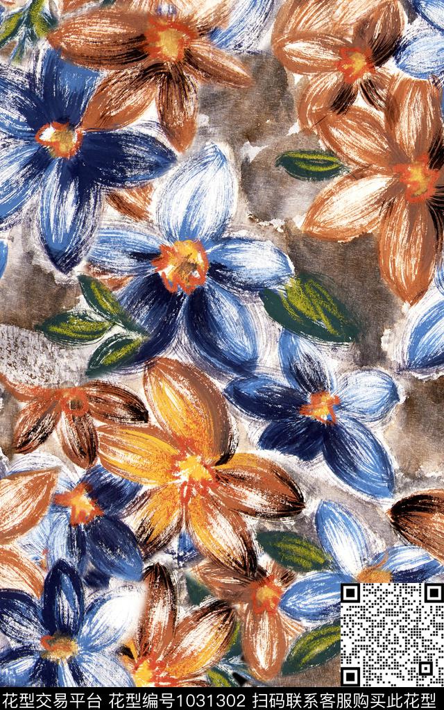 数码华亿平台民族风花卉数码印花华亿平台下载（图片编号: 1031302） - 瓦栏（Walan）
