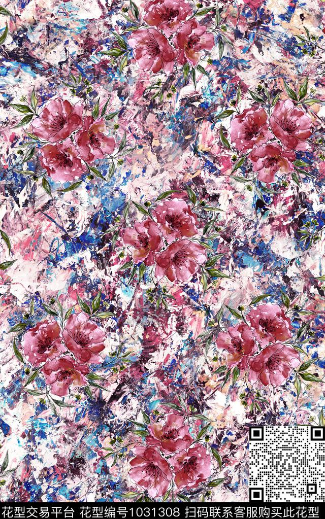 数码华亿平台民族风花卉数码印花华亿平台下载（图片编号: 1031308） - 瓦栏（Walan）
