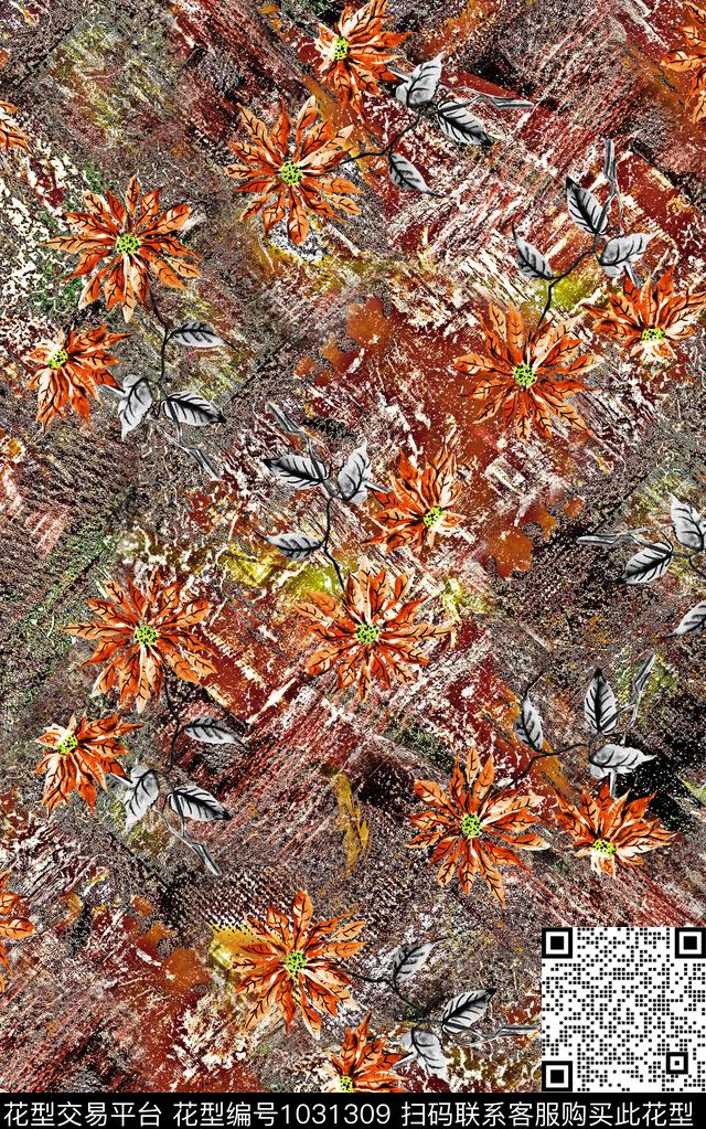 数码华亿平台民族风花卉数码印花华亿平台下载（图片编号: 1031309） - 瓦栏（Walan）
