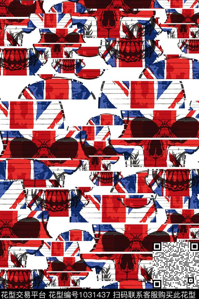 骷髅创意几何男装数码印花华亿平台下载（图片编号: 1031437） - 瓦栏（Walan）