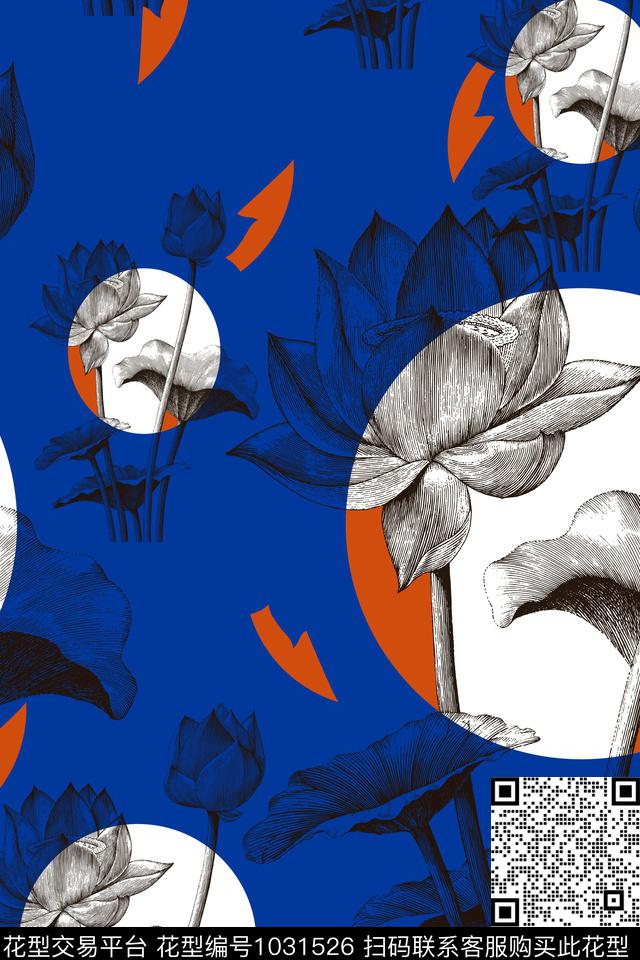 民族风荷花大牌风数码印花华亿平台下载（图片编号: 1031526） - 瓦栏（Walan）
