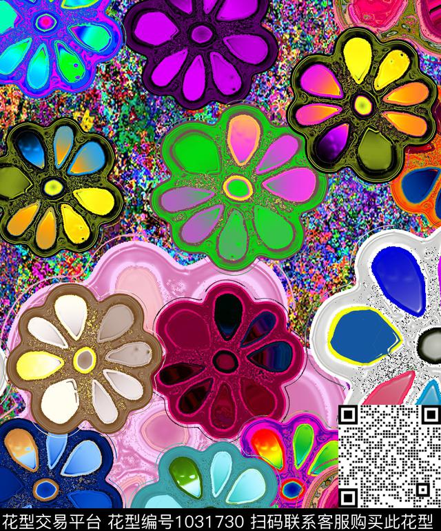 小碎花抽象花卉数码印花华亿平台下载（图片编号: 1031730） - 瓦栏（Walan）