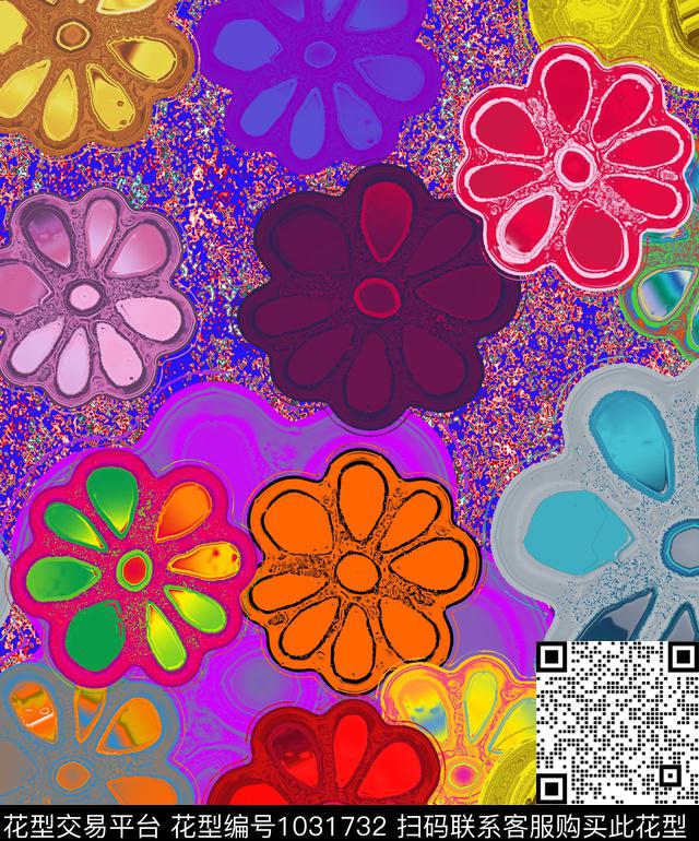 小碎花抽象花卉数码印花华亿平台下载（图片编号: 1031732） - 瓦栏（Walan）