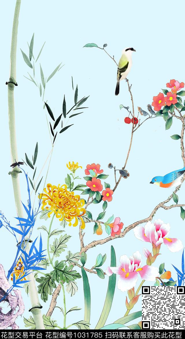 国画花鸟中国风数码印花华亿平台下载（图片编号: 1031785） - 瓦栏（Walan）