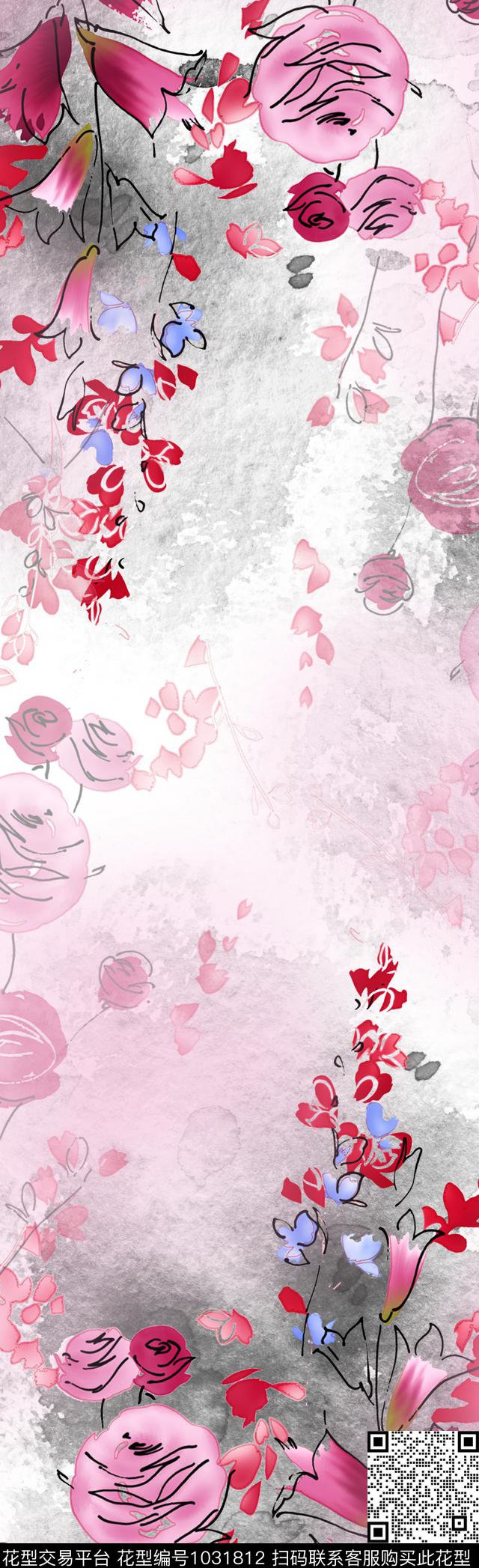 数码华亿平台抽象花卉定位花数码印花华亿平台下载（图片编号: 1031812） - 瓦栏（Walan）