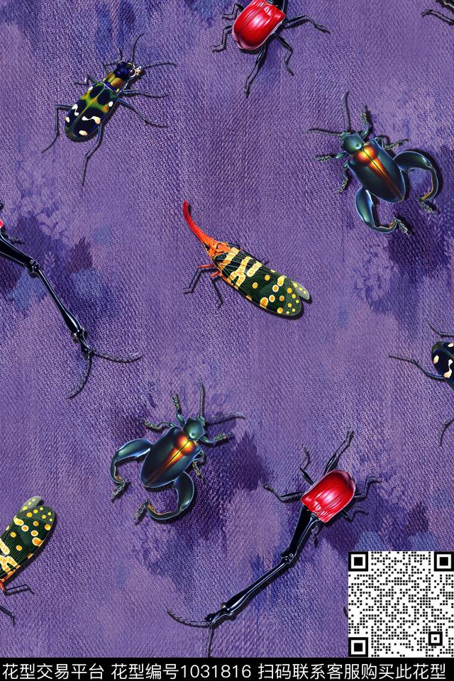 昆虫纹理年轻女性数码印花华亿平台下载（图片编号: 1031816） - 瓦栏（Walan）