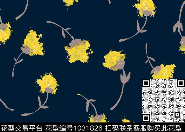 花卉适量花手绘花卉数码印花华亿平台下载（图片编号: 1031826） - 瓦栏（Walan）